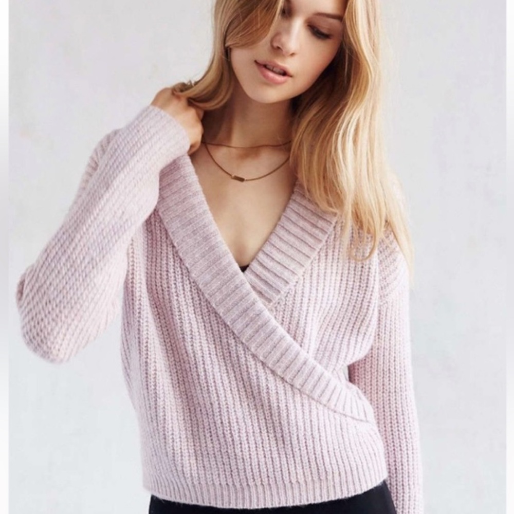 Kimchi Blue Pink cable knit wrap sweater size xs